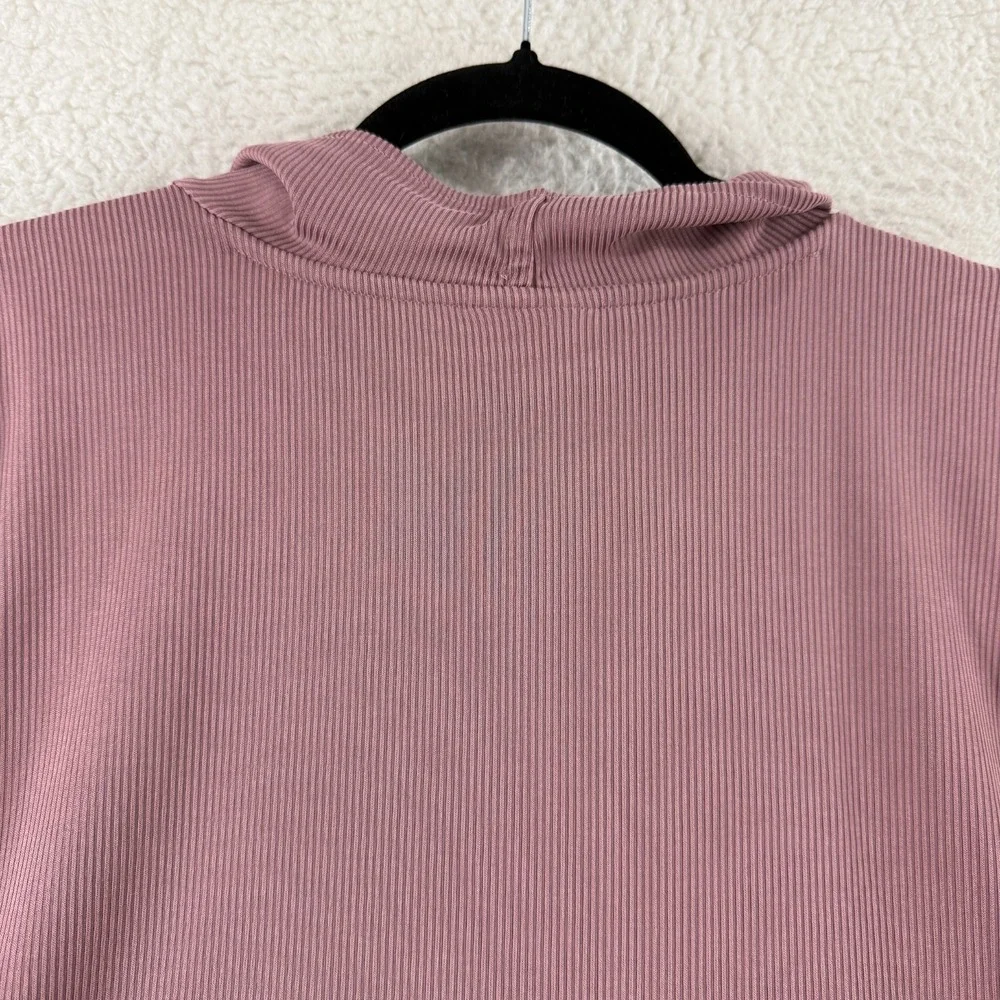 J. Jill Top Womens Medium Mauve Pink Cowl Neck Ribbed Long Sleeve Pullover‎